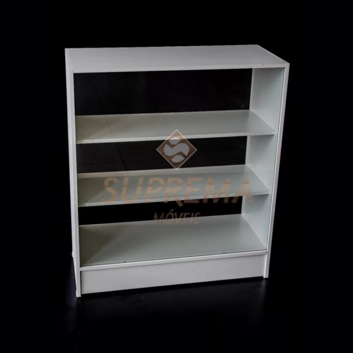 Balcão Vitrine com Vidro Temperado Branco 3