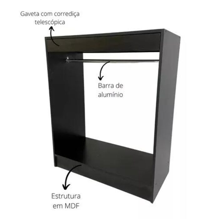 Balcão Central Arara Loja Com Vidro Embutido E Gaveta 100% Mdf - Suprema Móveis