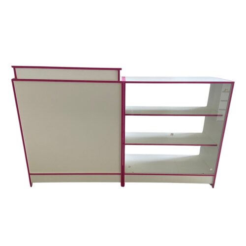 Balcão Caixa E Balcão Vitrine Expositor Com Fita Rosa Para Lojas Branco - Suprema Móveis